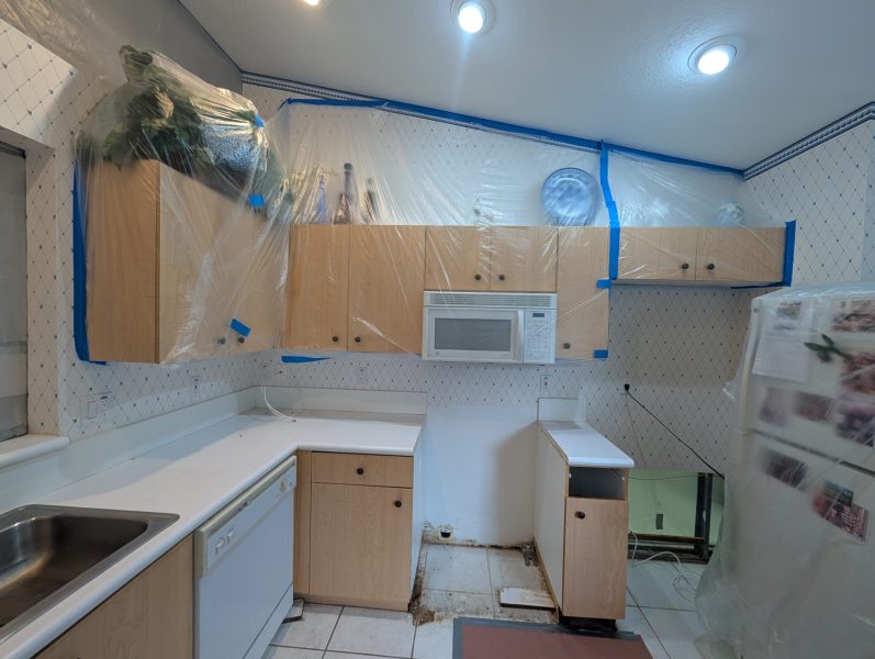 Kitchen containment setup during mold remediation project