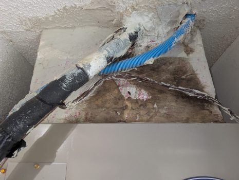 Water damage from leaking pipe with staining and deterioration in Palm Beach County home